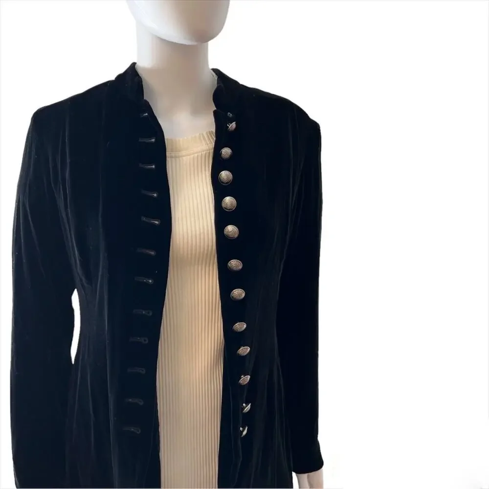 Vintage 90's Steampunk Cambridge Dry Goods Co. Black Velvet Jacket Blazer NWT - Picture 2 of 8
